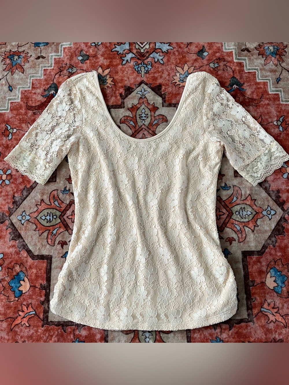 Y2K Bongo Cream Lace Top